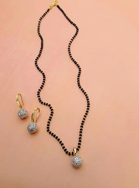 Generic Women's Brass Gold Plated AD Ball Mangalsutra Set (Multicolor)-PID68291