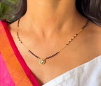 Generic Women's Brass Gold Plated Solitaire Halo Mangalsutra (Multicolor)-PID68293