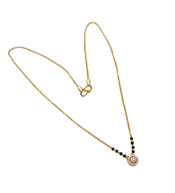 Generic Women's Brass Gold Plated Floral Halo Mangalsutra (Multicolor)-PID68297
