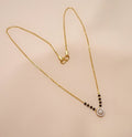 Generic Women's Brass Gold Plated Floral Halo Mangalsutra (Multicolor)-PID68297