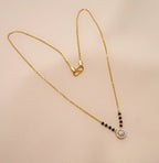 Generic Women's Brass Gold Plated Floral Halo Mangalsutra (Multicolor)-PID68297