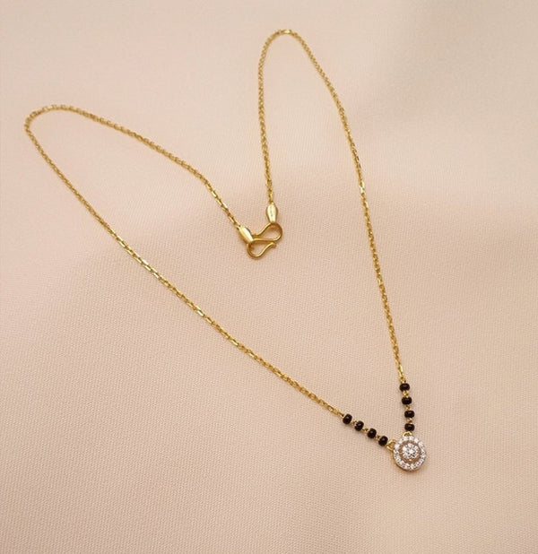 Generic Women's Brass Gold Plated Floral Halo Mangalsutra (Multicolor)-PID68297