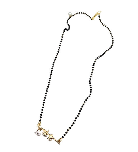 Women's Brass Gold Plated Krishna Flute Peacock Mangalsutra (Multicolor)-PID68298