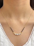 Generic Women's Brass Gold Plated Triple Solitaire AD Mangalsutra (Multicolor)-PID68299
