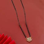 Generic Women's Brass Gold Plated Sunburst Floral Mangalsutra (Multicolor)-PID68301