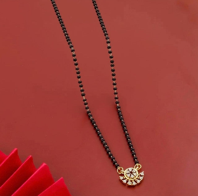 Generic Women's Brass Gold Plated Sunburst Floral Mangalsutra (Multicolor)-PID68301