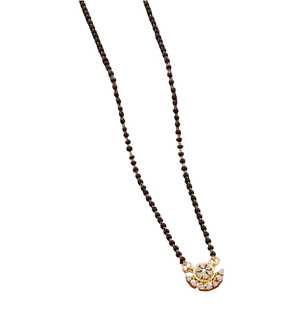 Generic Women's Brass Gold Plated Sunburst Floral Mangalsutra (Multicolor)-PID68301