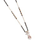 Generic Women's Brass Gold Plated Floral Pink Stone Mangalsutra (Multicolor)-PID68304