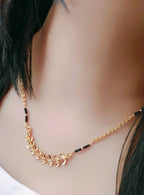 Generic Women's Brass Gold Plated Asymmetric Leaf Branch Mangalsutra (Multicolor)-PID68311