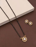 Generic Women's Brass Gold Plated Pearl Halo Mangalsutra Set (Multicolor)-PID68312