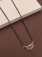 Generic Women's Brass Gold Plated Sunburst Half-Halo Mangalsutra (Multicolor)-PID68313