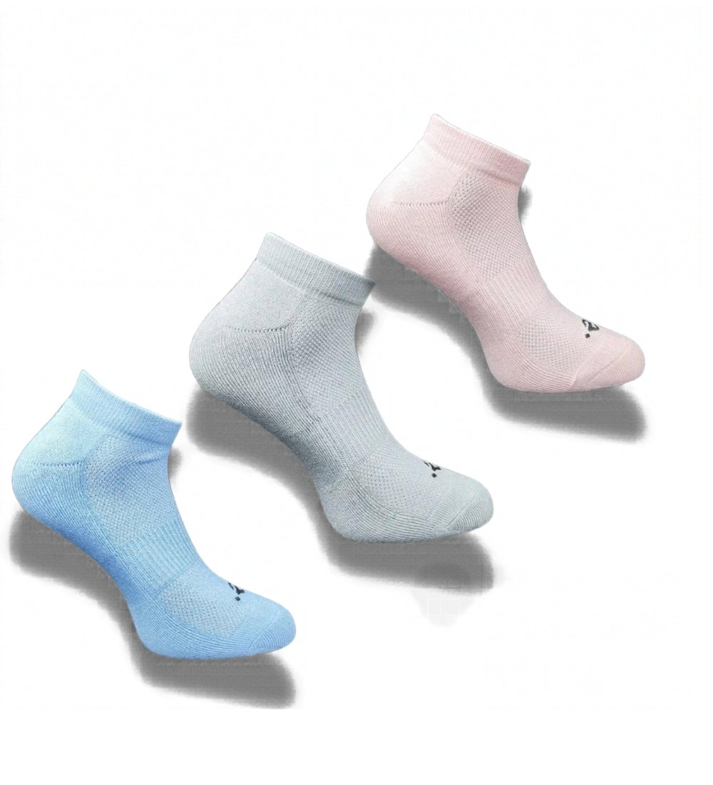 Pack of 3 Unisex Bamboo Blend Solid Low Cut Socks (Multicolor)