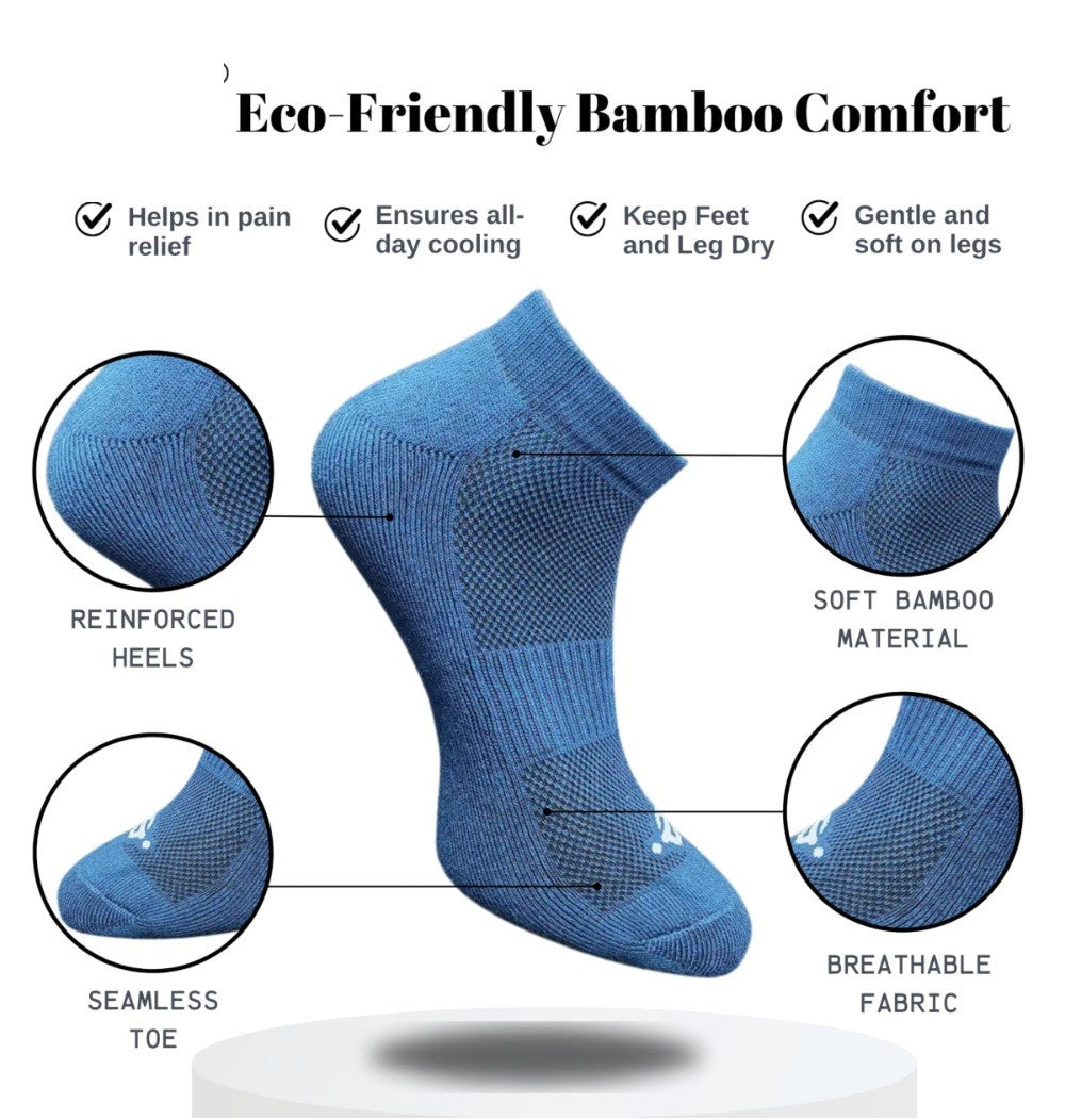 Pack of 3 Unisex Bamboo Blend Solid Low Cut Socks (Multicolor)