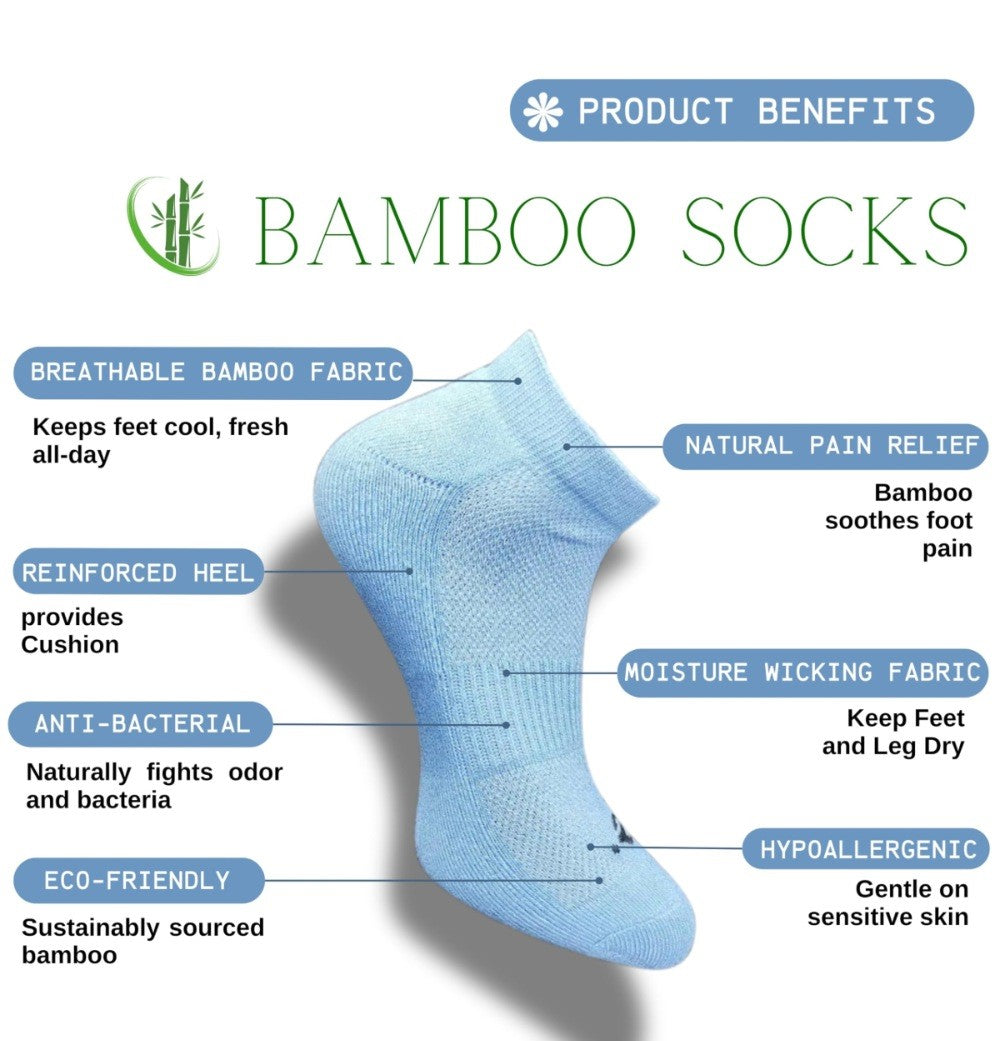 Pack of 3 Unisex Bamboo Blend Solid Low Cut Socks (Sky Blue)