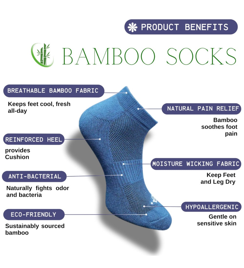 Pack of 3 Unisex Bamboo Blend Solid Low Cut Socks (Multicolor)
