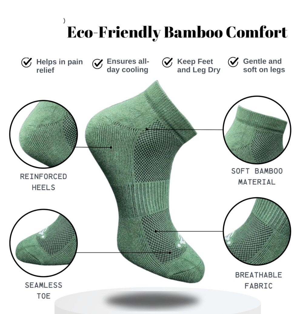 Pack of 3 Unisex Bamboo Blend Solid Low Cut Socks (Multicolor)