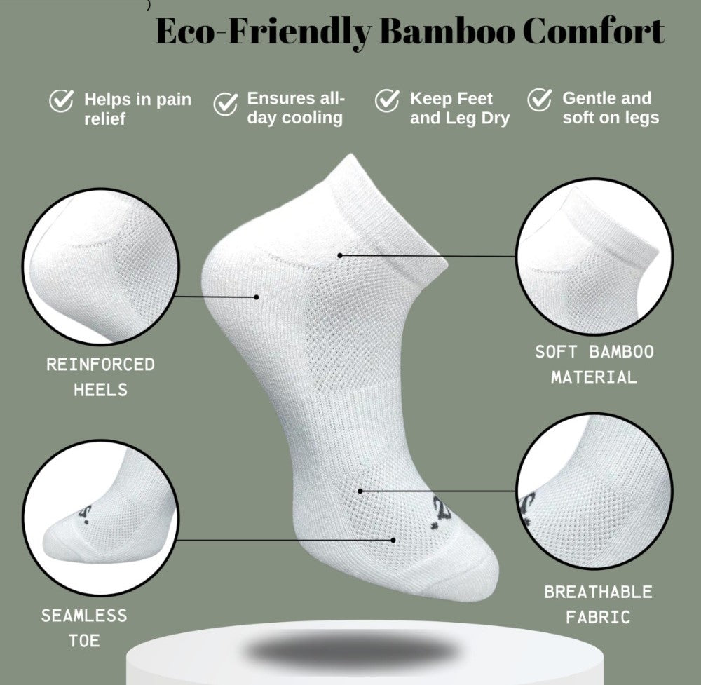 Pack of 3 Unisex Bamboo Blend Solid Low Cut Socks (Multicolor)