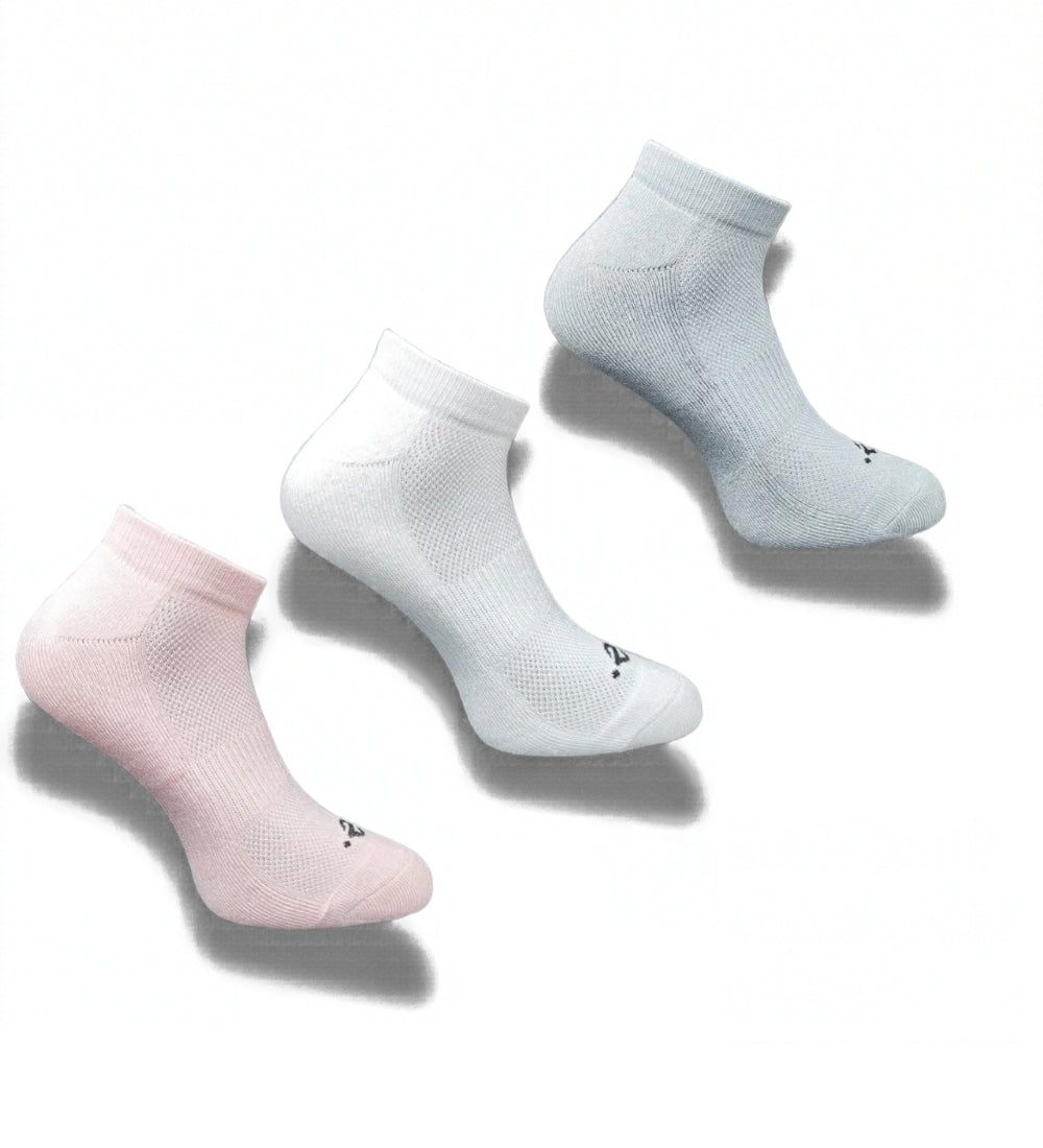 Pack of 3 Unisex Bamboo Blend Solid Low Cut Socks (Multicolor)