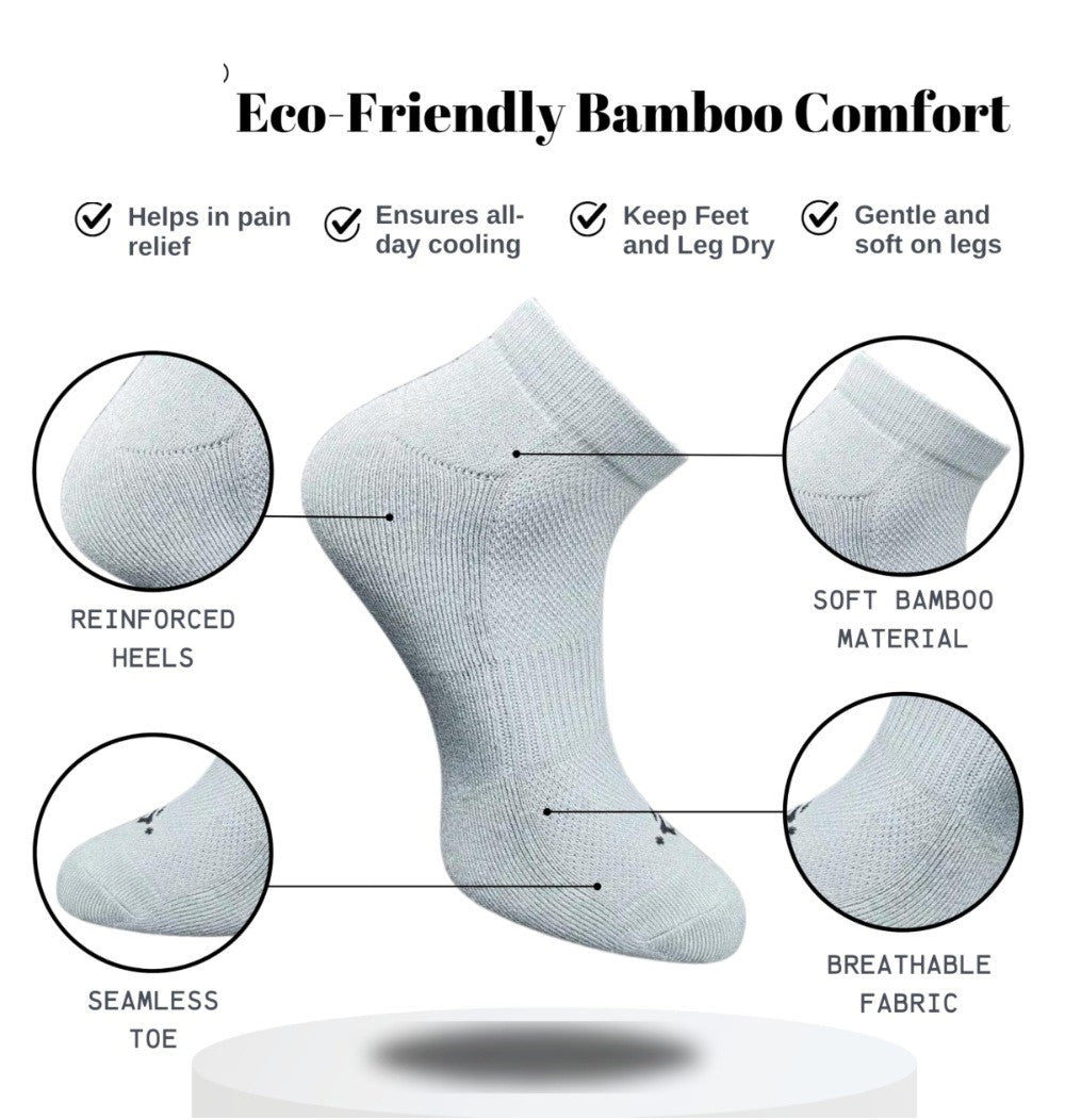 Pack of 3 Unisex Bamboo Blend Solid Low Cut Socks (Multicolor)
