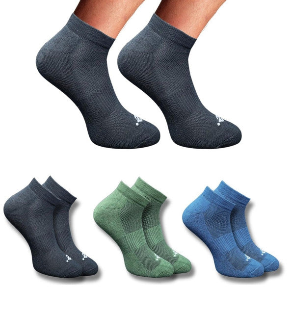 Pack of 3 Unisex Bamboo Blend Solid Low Cut Socks (Multicolor)