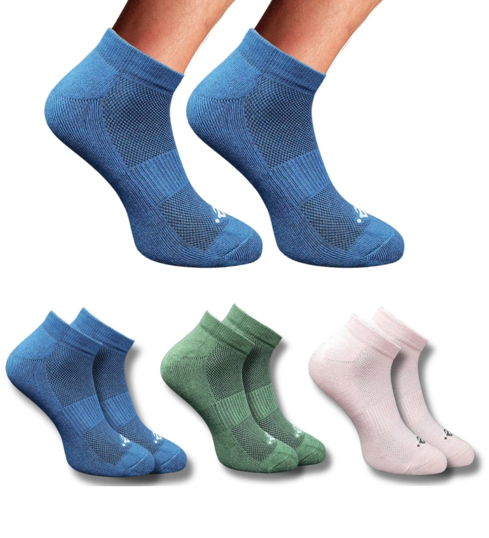 Pack of 3 Unisex Bamboo Blend Solid Low Cut Socks (Multicolor)