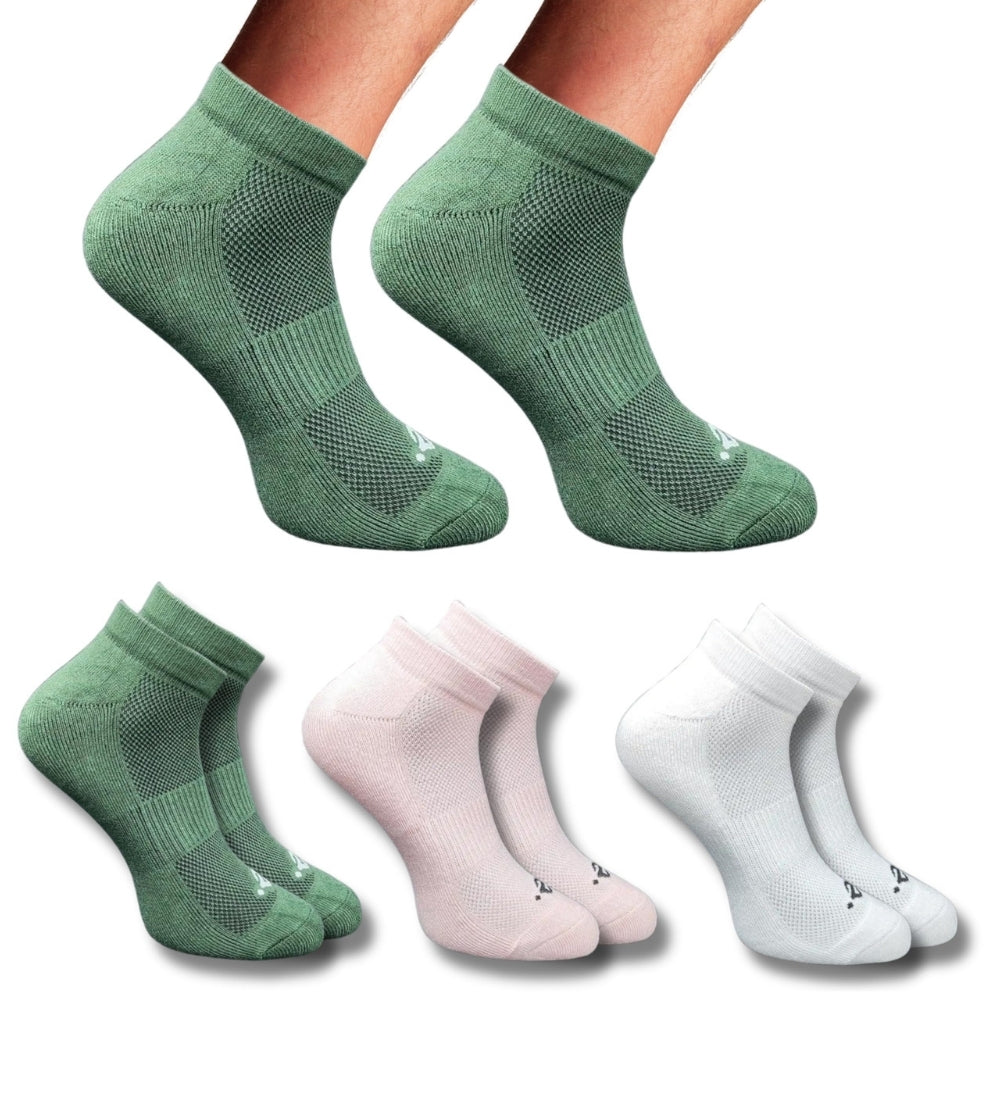 Pack of 3 Unisex Bamboo Blend Solid Low Cut Socks (Multicolor)