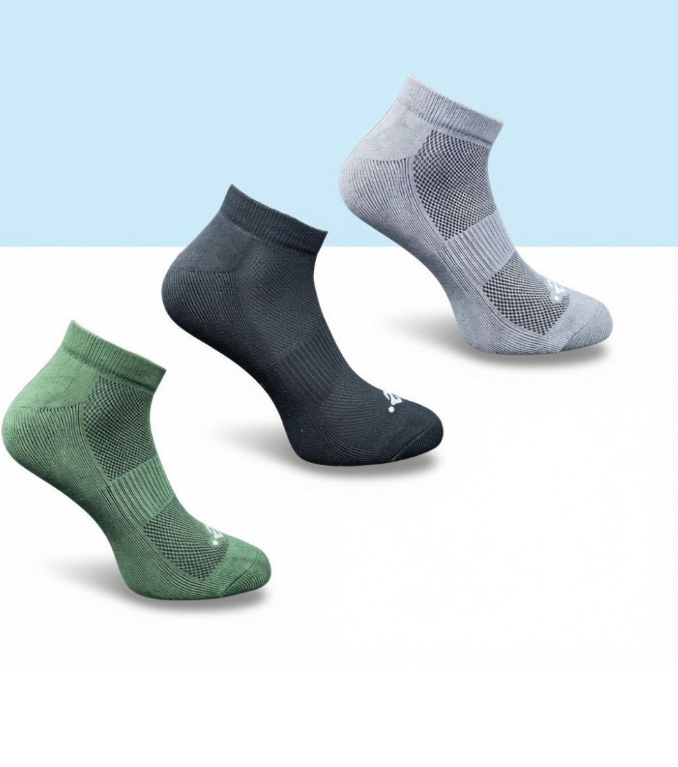 Pack of 3 Unisex Bamboo Blend Solid Low Cut Socks (Multicolor)