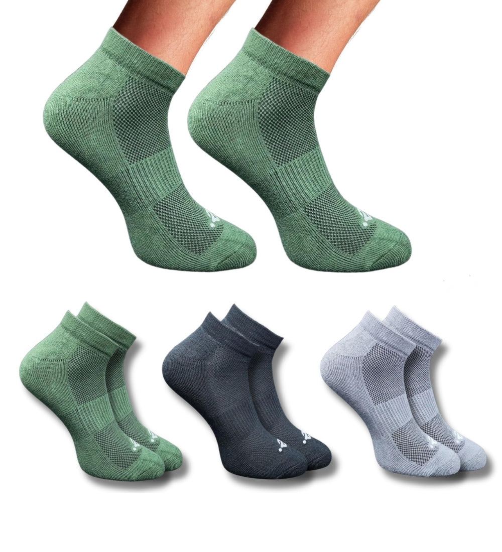 Pack of 3 Unisex Bamboo Blend Solid Low Cut Socks (Multicolor)