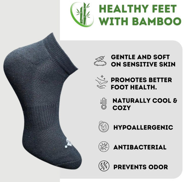 Pack of 3 Unisex Bamboo Blend Solid Low Cut Socks (Black)