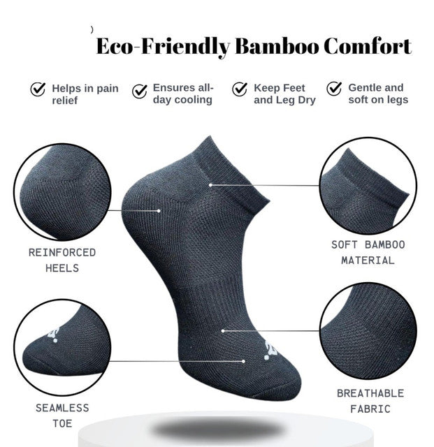 Pack of 3 Unisex Bamboo Blend Solid Low Cut Socks (Black)