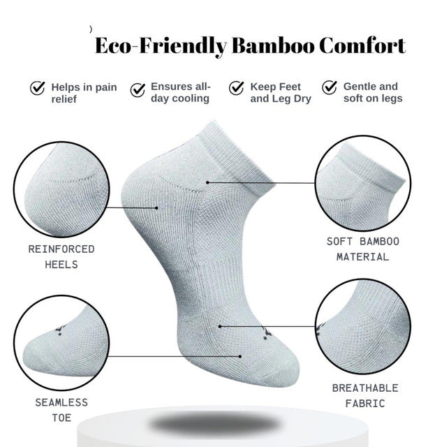 Pack of 3 Unisex Bamboo Blend Solid Low Cut Socks (Light Grey)
