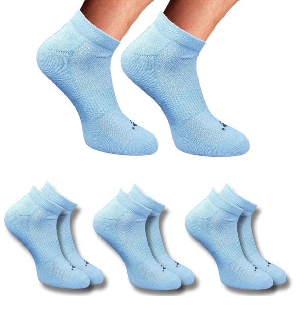 Pack of 3 Unisex Bamboo Blend Solid Low Cut Socks (Sky Blue)