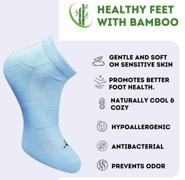 Pack of 3 Unisex Bamboo Blend Solid Low Cut Socks (Sky Blue)