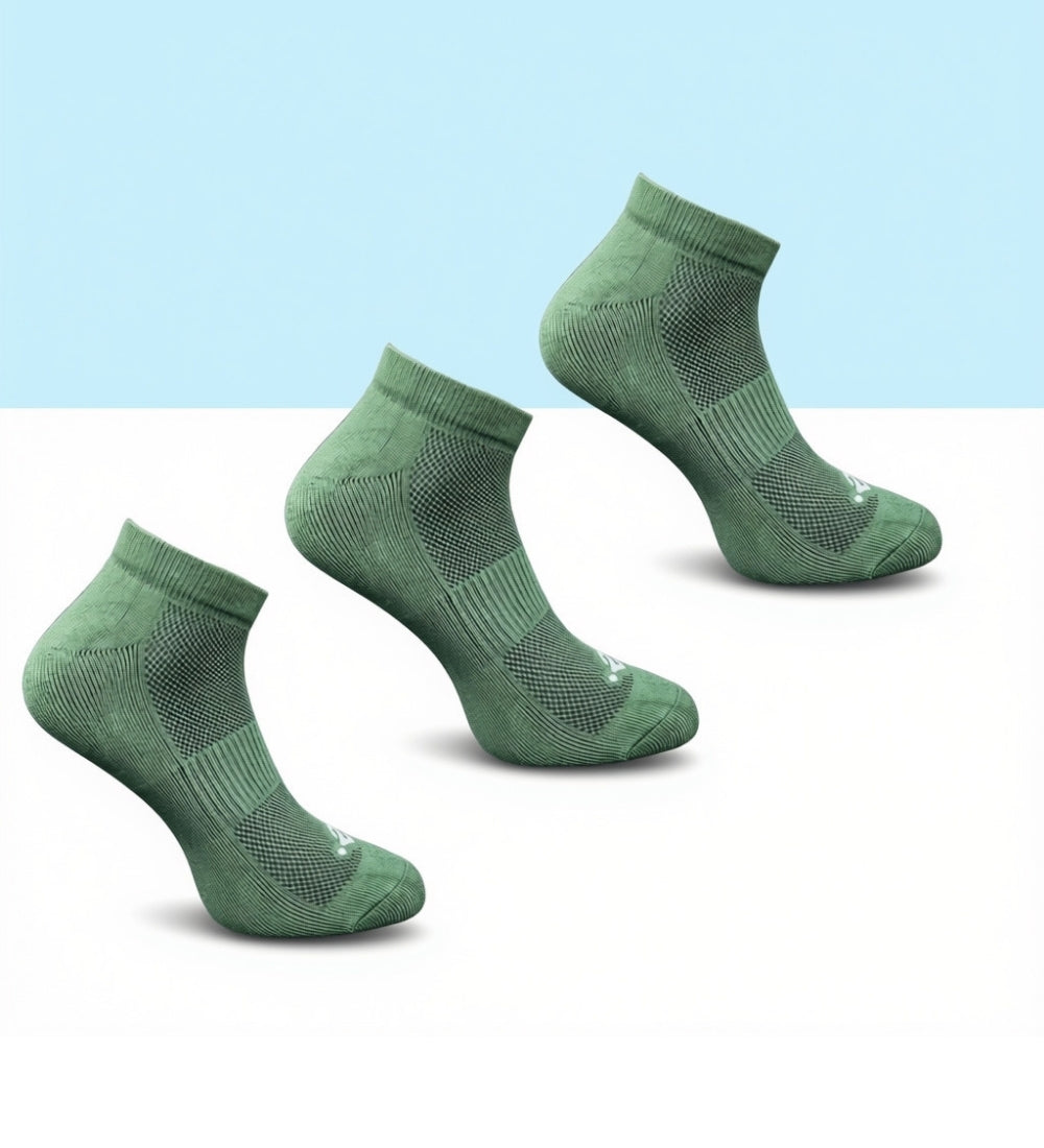Pack of 3 Unisex Bamboo Blend Solid Low Cut Socks ( Olive)