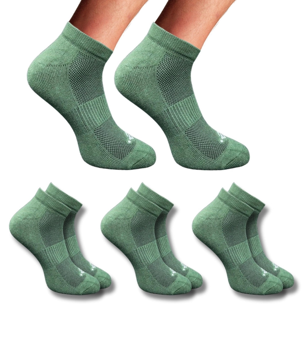 Pack of 3 Unisex Bamboo Blend Solid Low Cut Socks ( Olive)