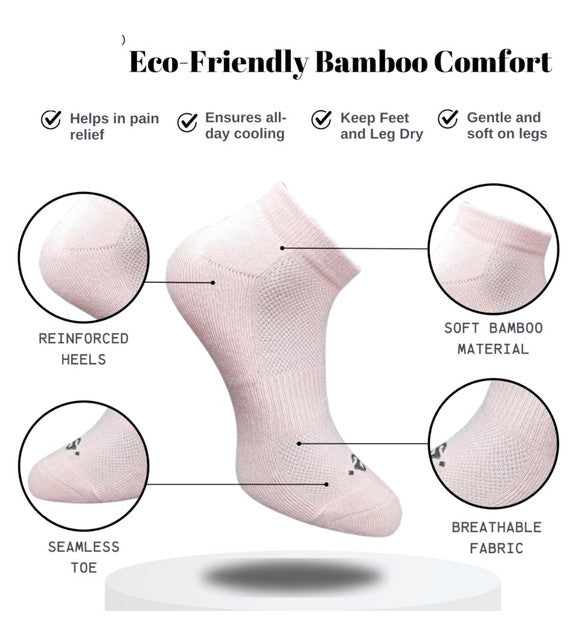 Pack of 3 Unisex Bamboo Blend Solid Low Cut Socks (Multicolor)