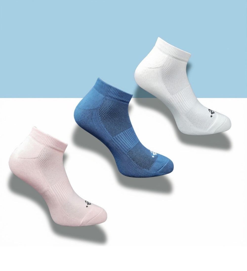 Pack of 3 Unisex Bamboo Blend Solid Low Cut Socks (Multicolor)
