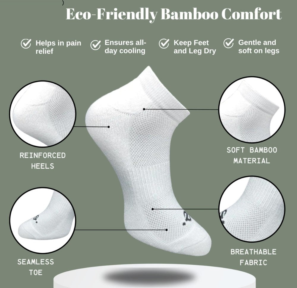 Pack of 3 Unisex Bamboo Blend Solid Low Cut Socks (Multicolor)