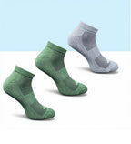 Pack of 3 Unisex Bamboo Blend Solid Low Cut Socks (Olive, Dark Grey)