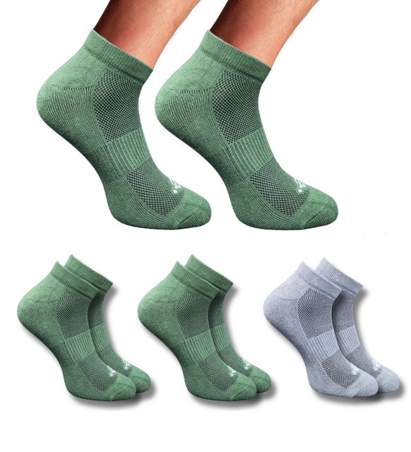 Pack of 3 Unisex Bamboo Blend Solid Low Cut Socks (Olive, Dark Grey)