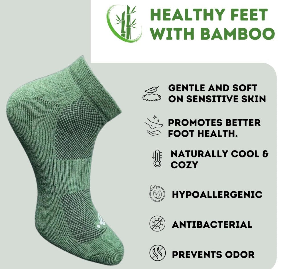 Pack of 3 Unisex Bamboo Blend Solid Low Cut Socks (Olive, Dark Grey)