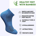 Pack of 3 Unisex Bamboo Blend Solid Low Cut Socks (Navy Blue, Sky Blue)