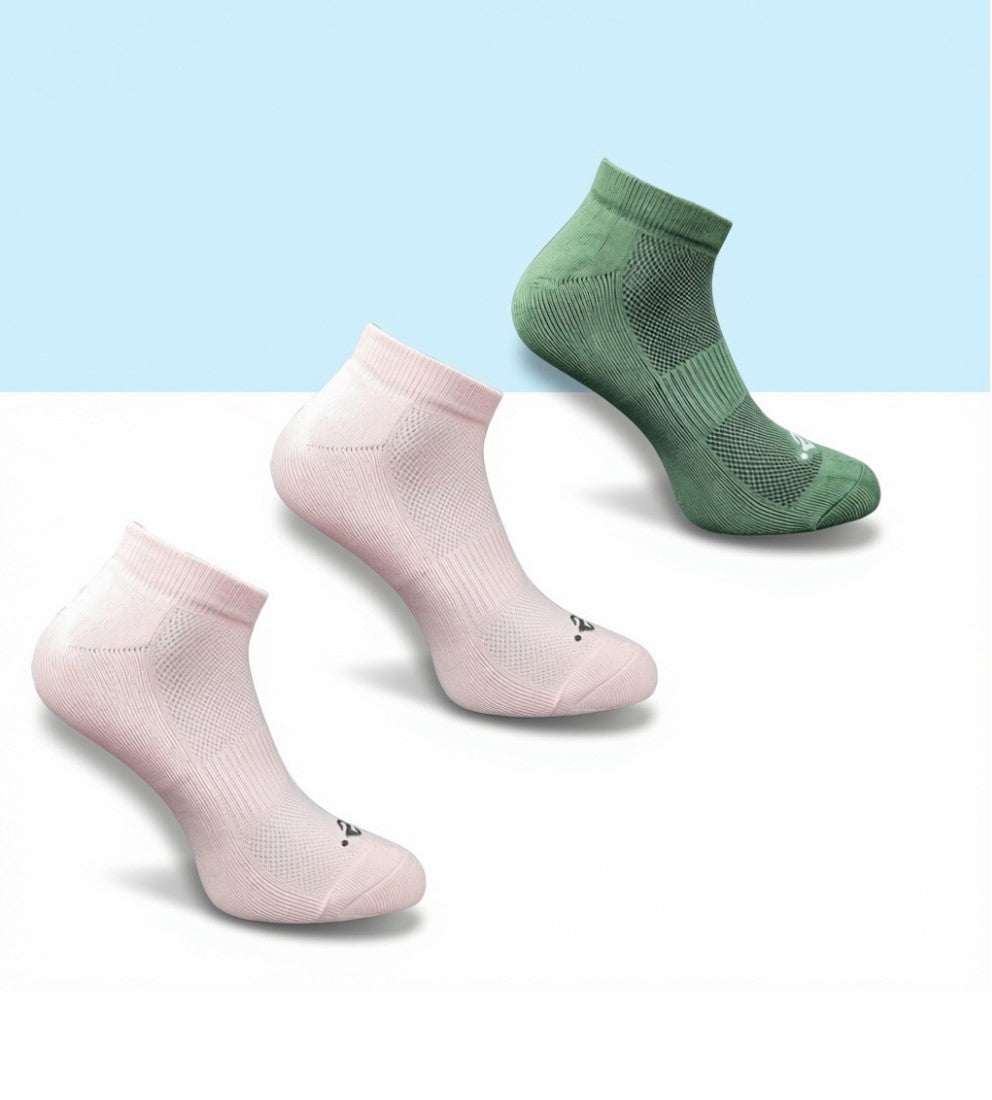 Pack of 3 Unisex Bamboo Blend Solid Low Cut Socks (Light Peach, Olive)