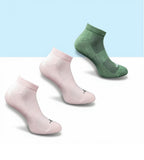 Pack of 3 Unisex Bamboo Blend Solid Low Cut Socks (Light Peach, Olive)