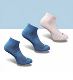 Pack of 3 Unisex Bamboo Blend Solid Low Cut Socks (Navy Blue, Light Peach)
