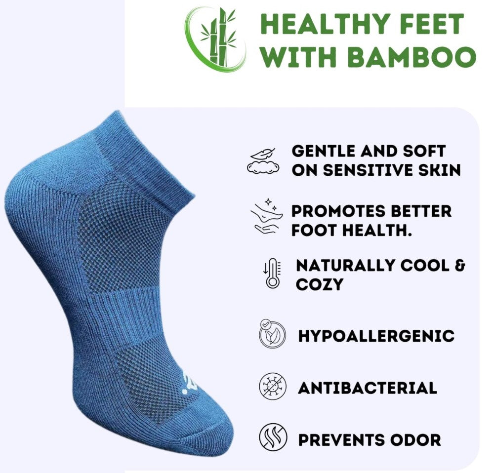 Pack of 3 Unisex Bamboo Blend Solid Low Cut Socks (Navy Blue, Light Peach)