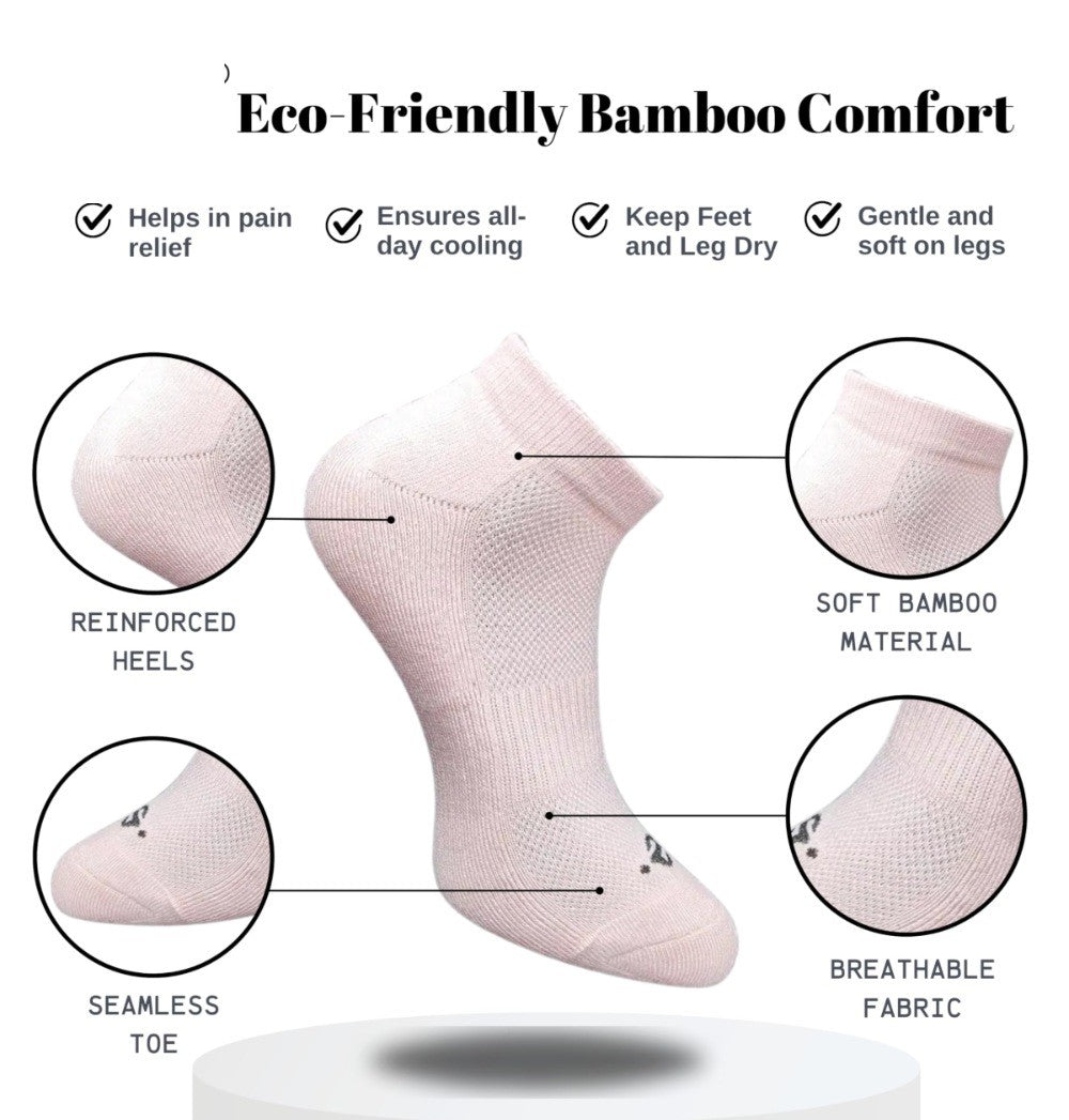 Pack of 3 Unisex Bamboo Blend Solid Low Cut Socks (Navy Blue, Light Peach)