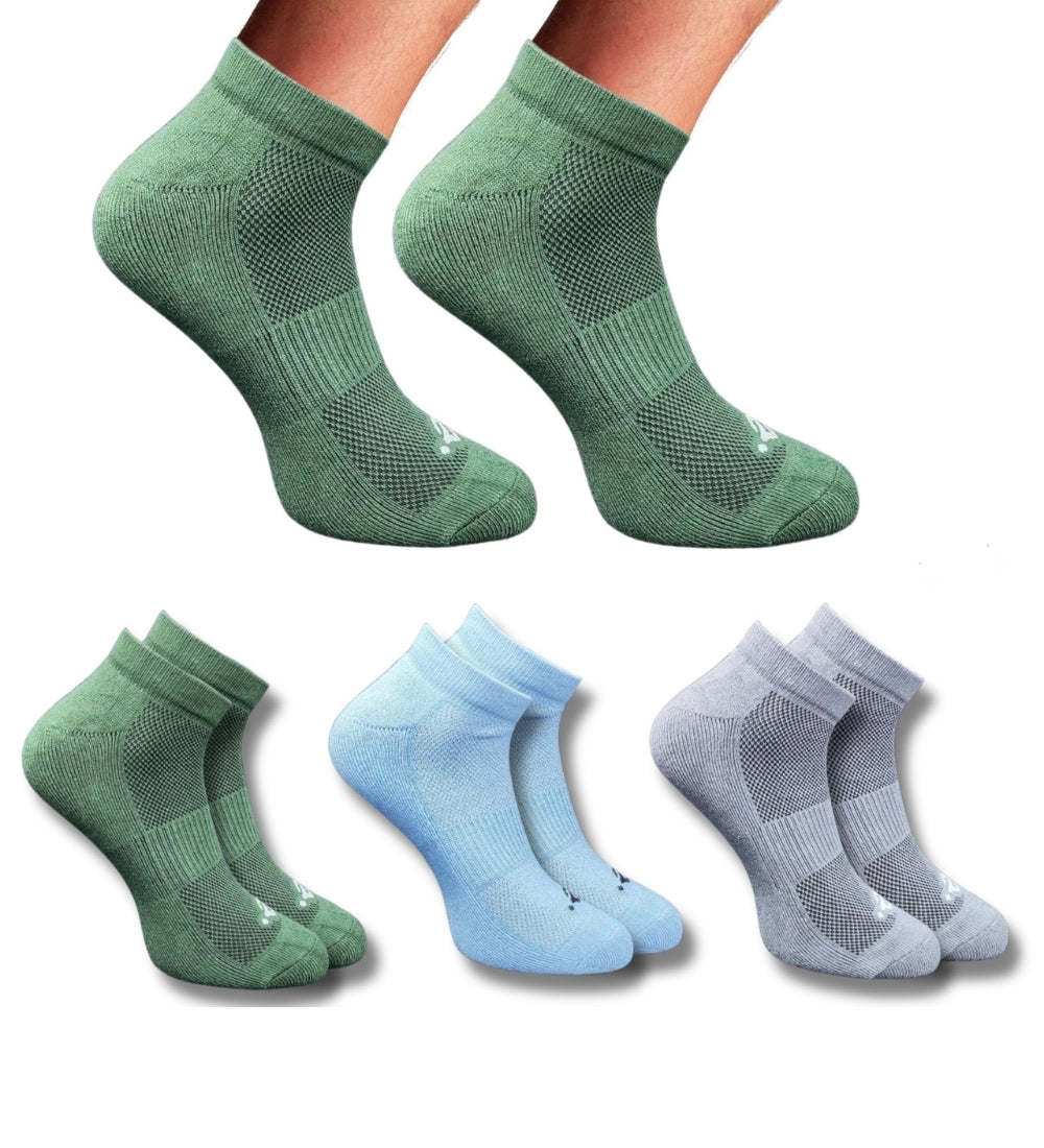 Pack of 3 Unisex Bamboo Blend Solid Low Cut Socks (Multicolor)