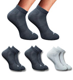 Pack of 3 Unisex Bamboo Blend Solid Low Cut Socks (Black, Light Grey)