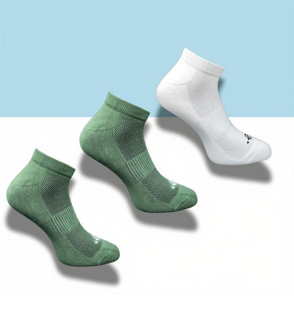 Pack of 3 Unisex Bamboo Blend Solid Low Cut Socks (Olive, Off White)